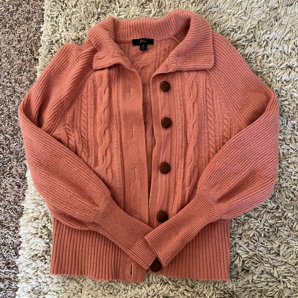 J. Crew Pink Cable Knit Cardigan